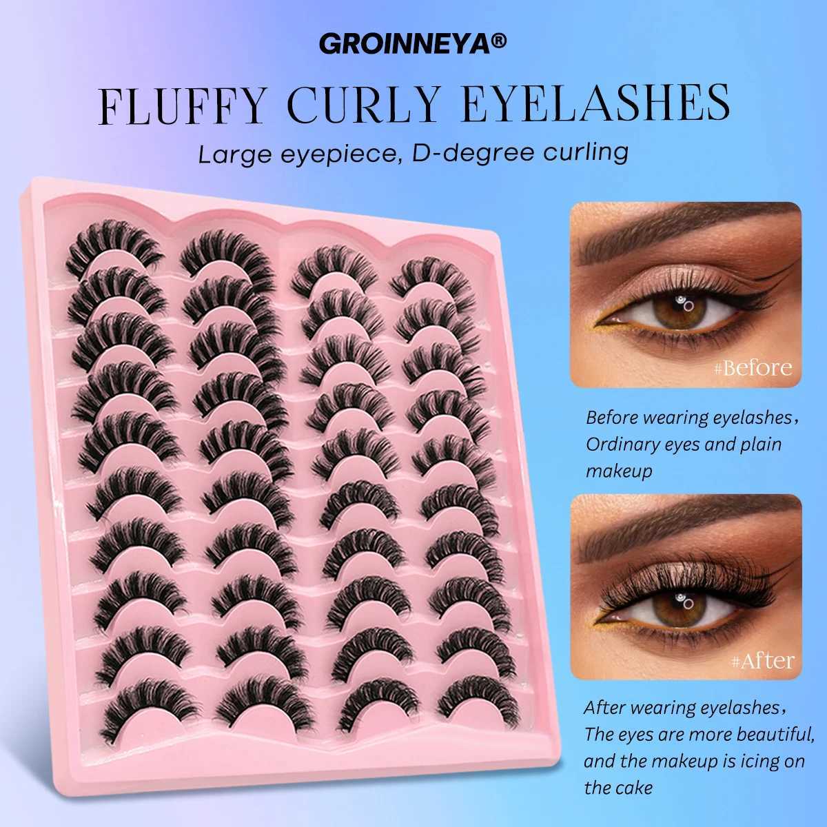 Russian striped eyelashes 5/10/20 pairs fluffy mink eyelashes 3D false eyelashes Russian eyelashes D curly false eyelashes makeupW241024