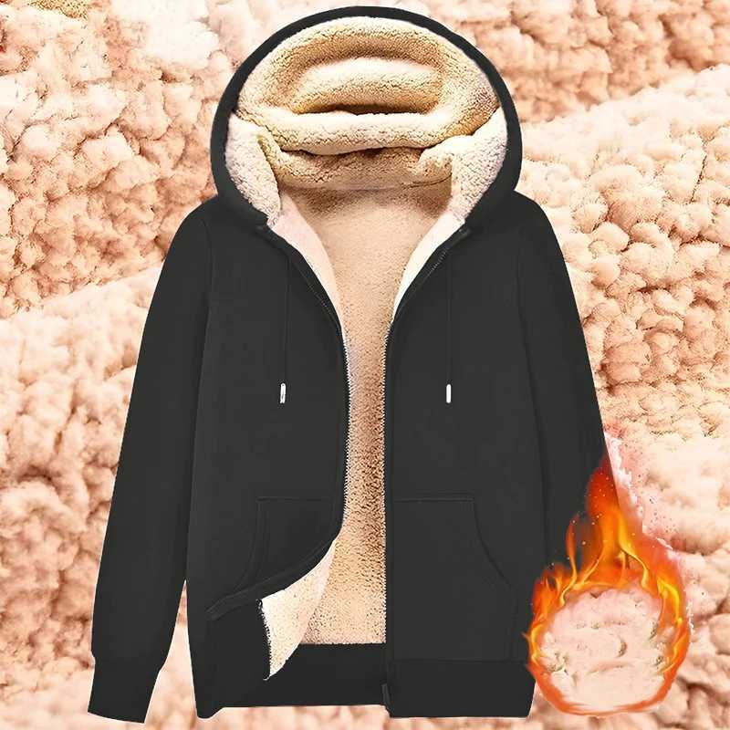 Mens hooded sweater cardigan and velvet thick winter warm loose neutral fashion sweater black gray navy blue W241024