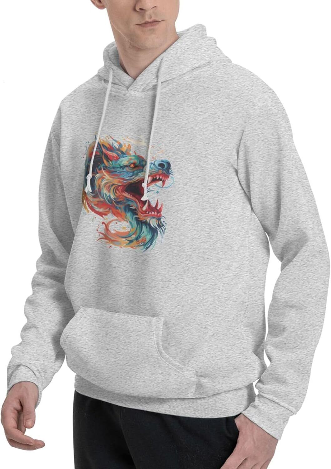Hoodie for Mens Womens Funny Cartoon Chinese Dragon Print Hoodie for Sweatshirt Clothing Graphic Hoodies sweatshirt Pullover Long Sleeve