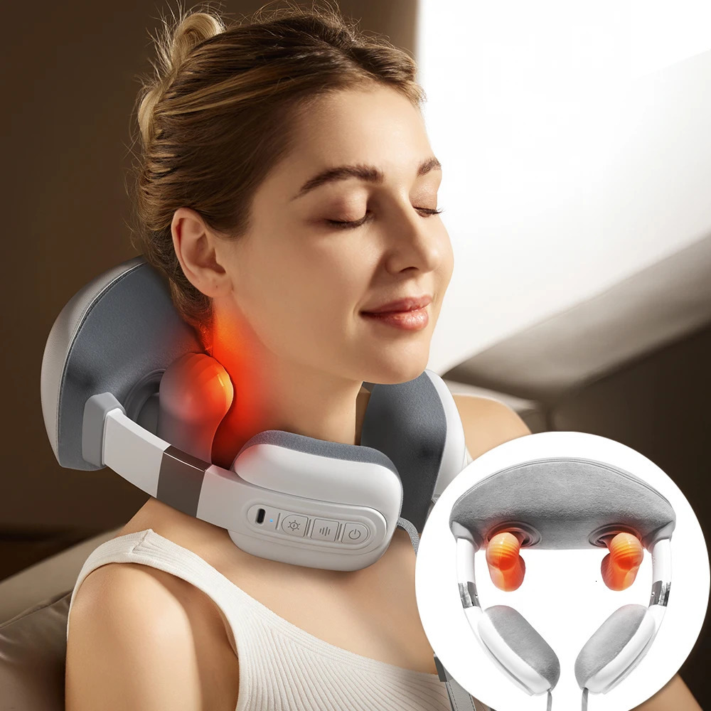 Cordless Neck Massagers with Heat for Deep Tissue Relaxation 3D Emulating Human Hand Skinfriendly Silicone Massage Heads Office 241024
