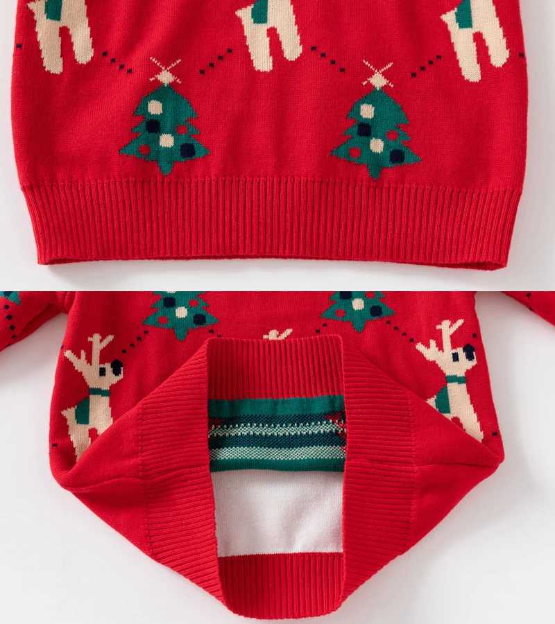 Winter childrens sweater long sleeved printed deer Christmas tree zipper Knitwear 2-6Y baby boy girl sweater childrens party clothing W241025