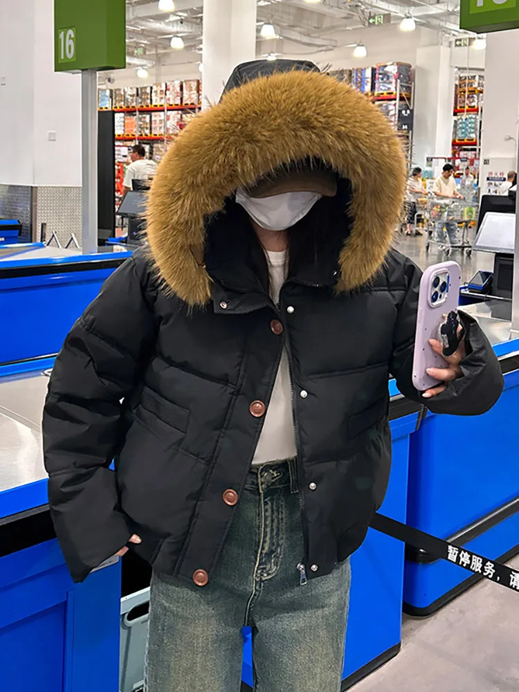 Vielleicht Winter Women Down Jacket Parkas Fashion HighQuality Warm Cotton Padded Coat Ladies Short Fur Hooded Outwear 241021