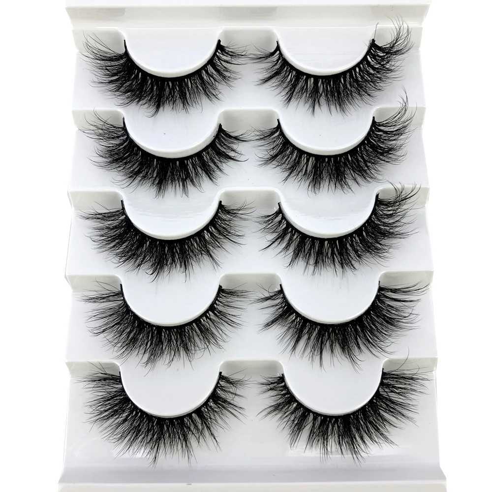 5 pairs of 3D mink eyelashes fake eyelashes fluffy and thick cross shaped Wispy natural mink eyelashes mink soft eyelash extension products makeup set