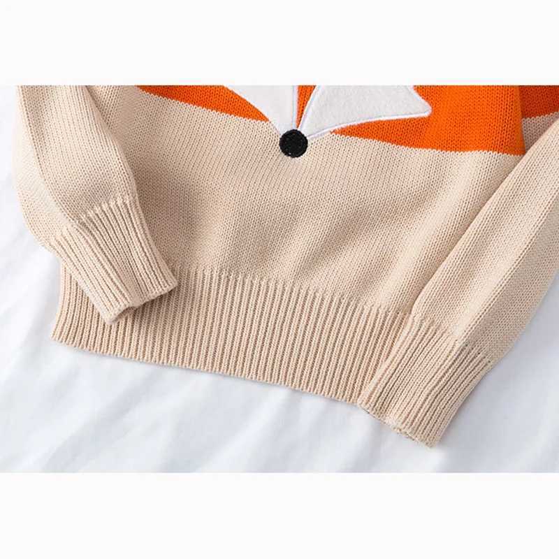 Autumn Baby Girls Boys Sweaters 1-7Y Kids Knitting Pullover Coat Tops Fox Sweater Baby Boys Girls Cartoon Long Sleeve Sweater W241025