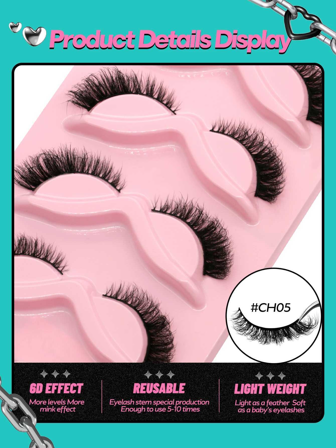 5 pairs of fake eyelashes cat eye eyelashes comic eyelashes artificial mink eyelashes natural long wing end slanted eyes fake eyelashesW241024