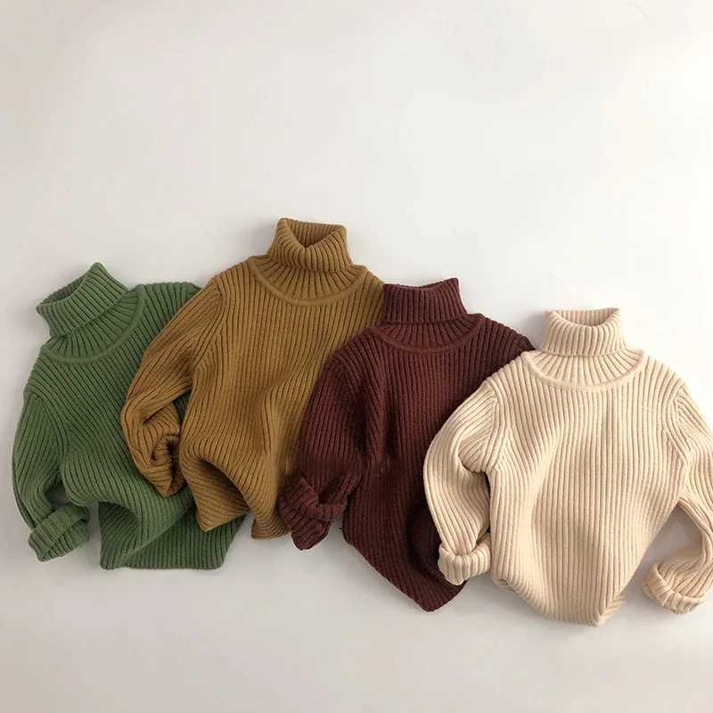 Milancel childrens sweaters Turtleneck boys Pulleys retro girls Knitwear warm base sweaters W241025