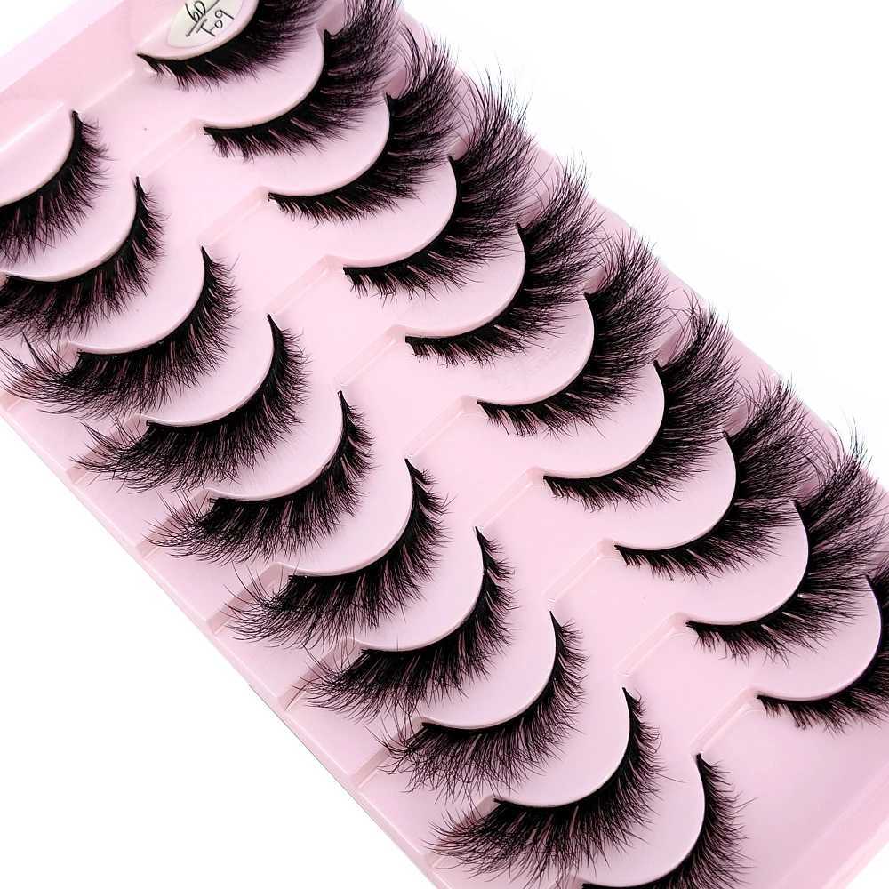 HBZGTLAD Cat Eyelash 3D Natural False Eyelash Fluffy Soft Cross 10 pairs Manga Eyelash Wispy Natural Eyelash Extension MakeupW241024