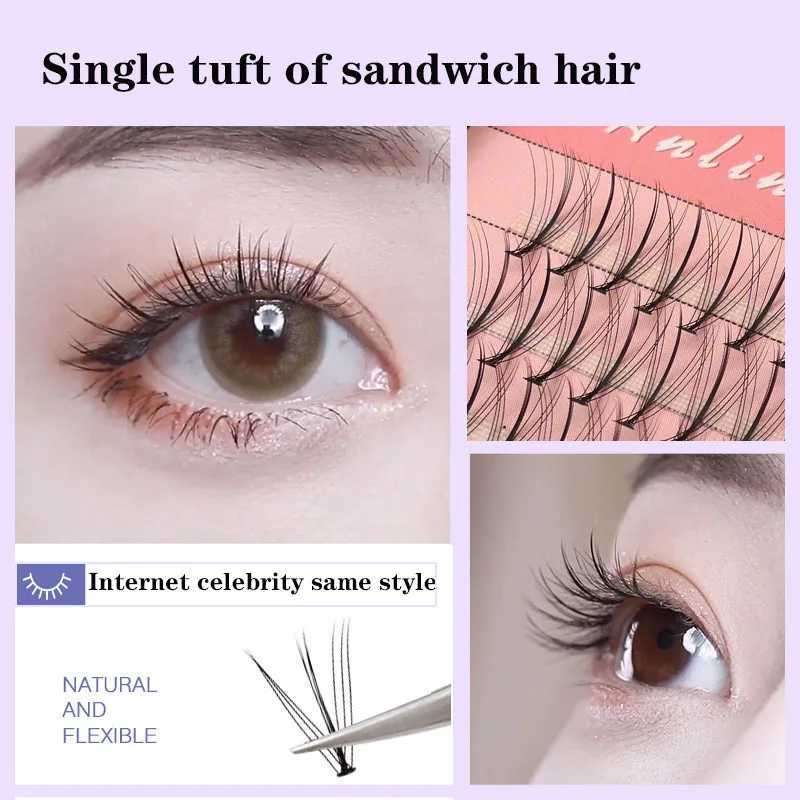 Anlinnet Professional Makeup 60 Clusters Personal Clusters Eyelash Single Cluster M Sand Eyelash Graffiti False EyelashW241024