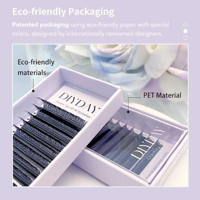 DIYDAY 3D W eyelash extension 6D W-shaped Bloom pre made eyelash powder C D curly natural false eyelash extension makeupW241024