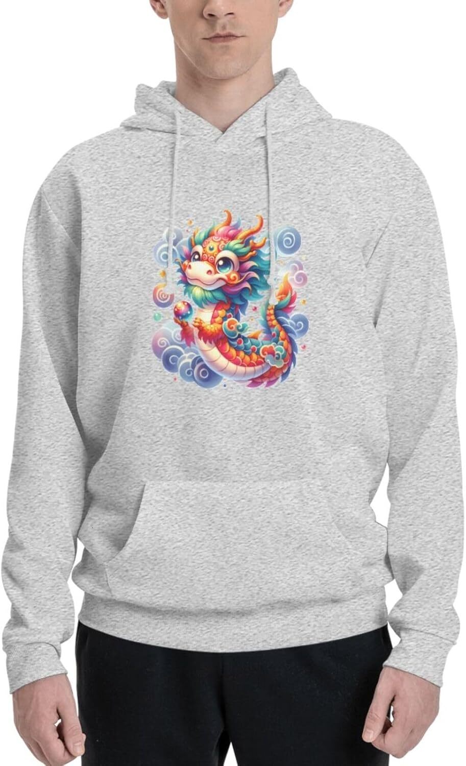 Hoodie for Mens Womens Funny Cartoon Chinese Dragon Print Hoodie for Women Men Animals Lovers Pullover Hoodies Sweatshirt Clothing Graphicsimple