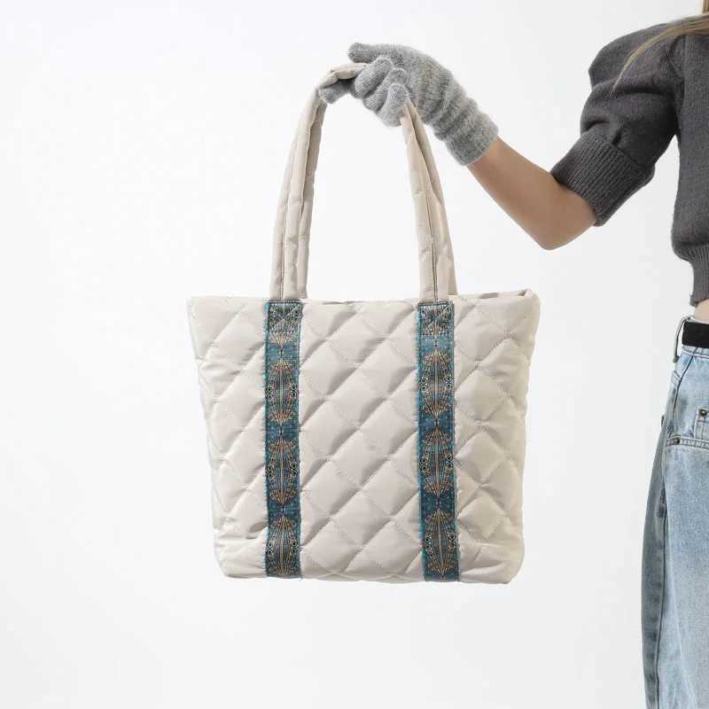 Puffer Tote Bag for Women Quilted Handbag Large Capacity Satchel Purse Work Travel Shop 241025