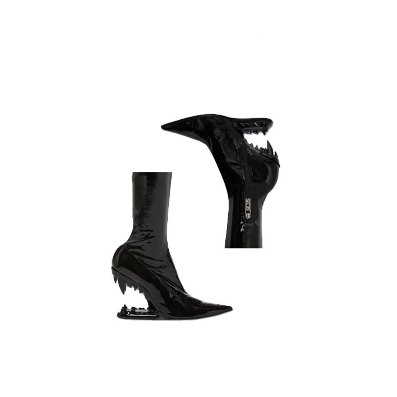 2023 Teeth Shaped Irregular Zipper Women's Short With European And American Fashion Design High Heel Show Boots
