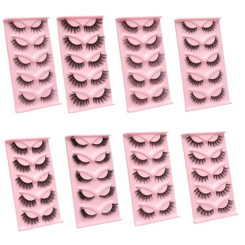 Artificial 3D mink eyelashes 2/5 pairs of natural color semi false eyelashes fluffy and soft full eyelash makeup mink false eyelashes CiliosW241024