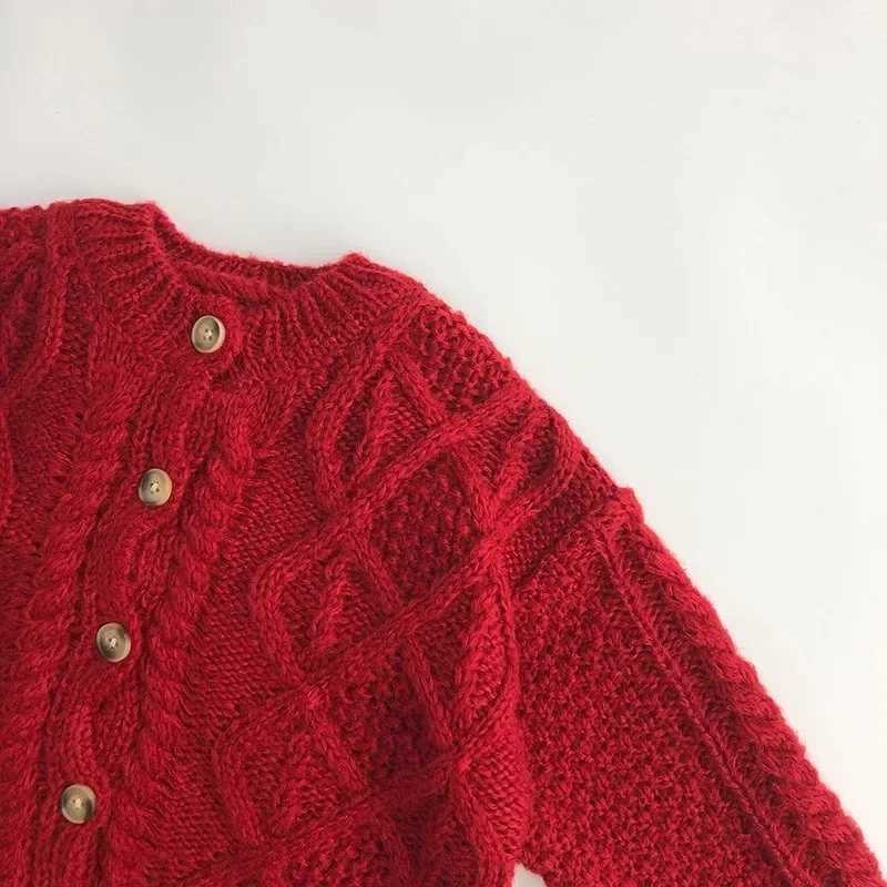 Childrens autumn girls knitted sweaters baby boys Christmas red cardigans childrens tops childrens thick knitted jackets W241025