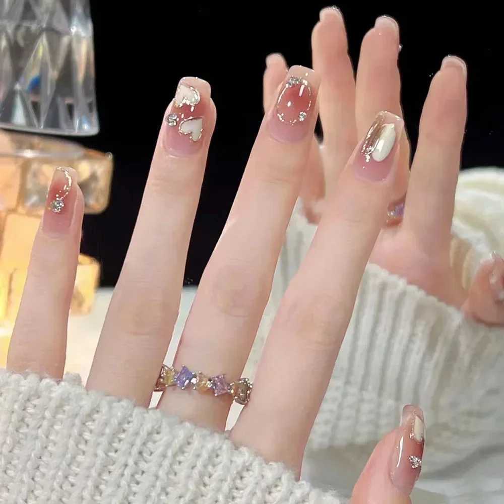 24Pcs Green Long Ballerina False Nails Butterfly with Glue Wearable Fake Nails Spring Rhinestones Full Cover Press on Nail TipsXJ241025