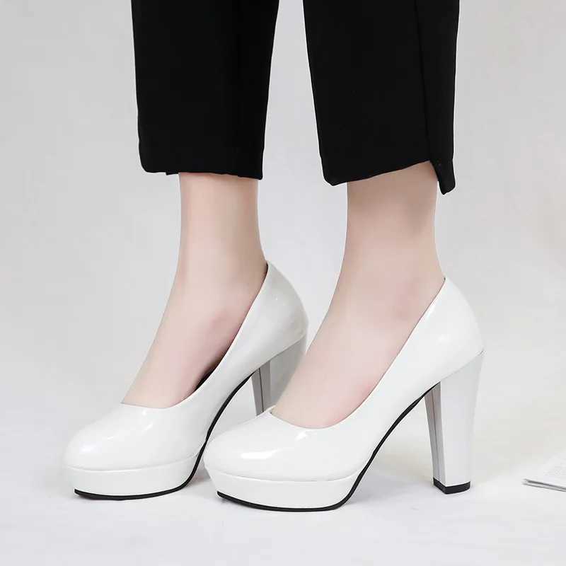High Quality Basic Womens Shoes Thick Foot Pump Square Foot Round Foot Wedding Shoes Party Dance Womens Dress Shoes Platform T241024