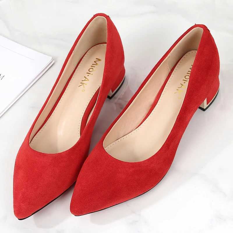 High Quality New Womens Elegant Casual Office Red and Black Shoes Womens Thick High Heels Womens Sliding Corner Toes Fi Dress Party Pump F0001 T241024