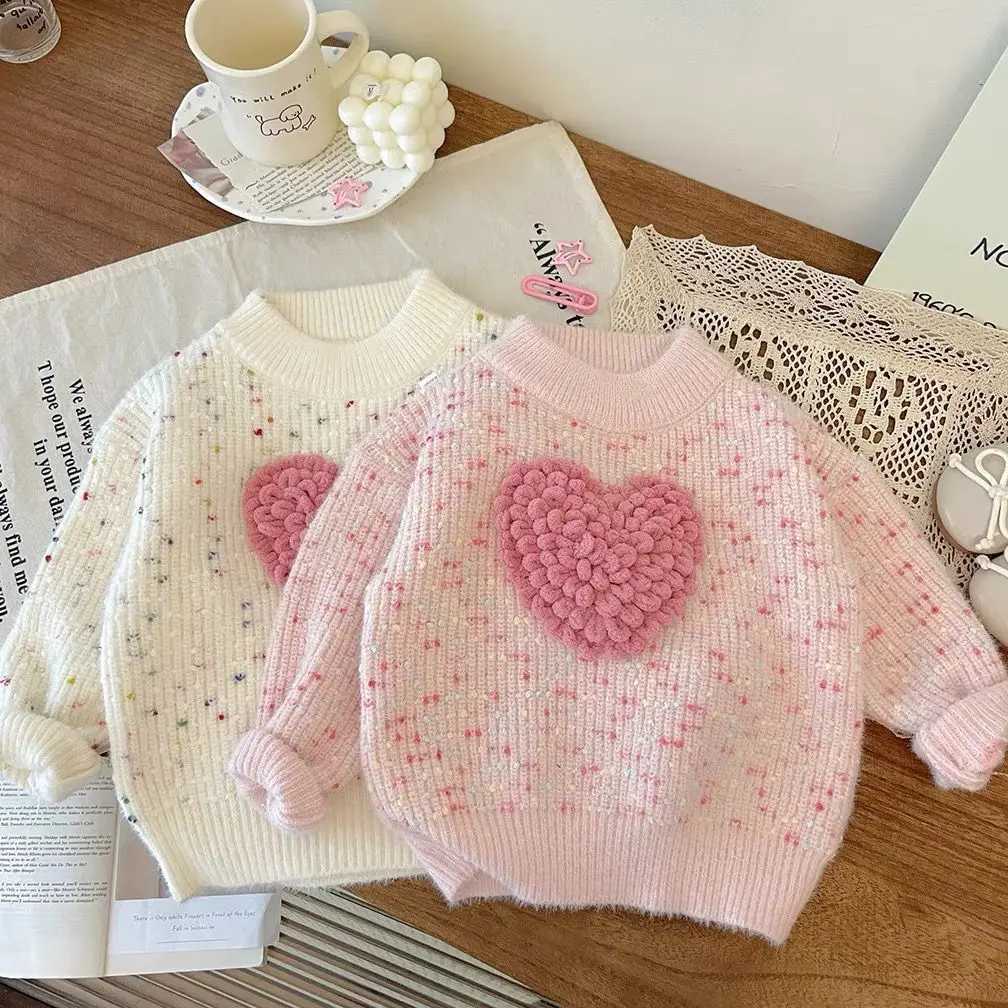 Girl baby sweater loves new autumn and winter fashion princess style childrens sweater thick bottom sweater W241025