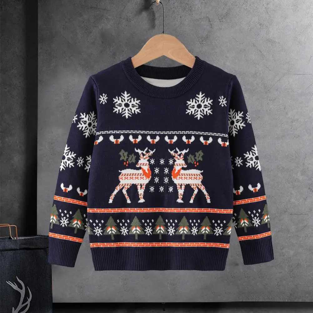 Childrens Christmas Sweater Comfortable Cartoon Design Childrens Christmas Sweater Boys and Girls Fun Winter Neutral New Years Sweater W241025