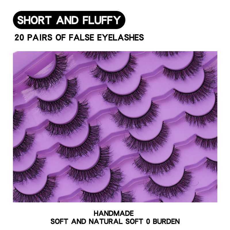 20 pairs of artificial mink fur 3D fluffy natural eyelashes makeup fake eyelashes wholesale Russian striped eyelashes eyelash extensionW241024