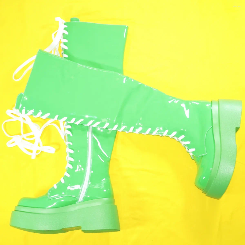 Boots Wedges Pumps Shoes Women Patent Leather Super High Heels Over The Knee Snow Female Round Toe Fashion Sneakers Casual