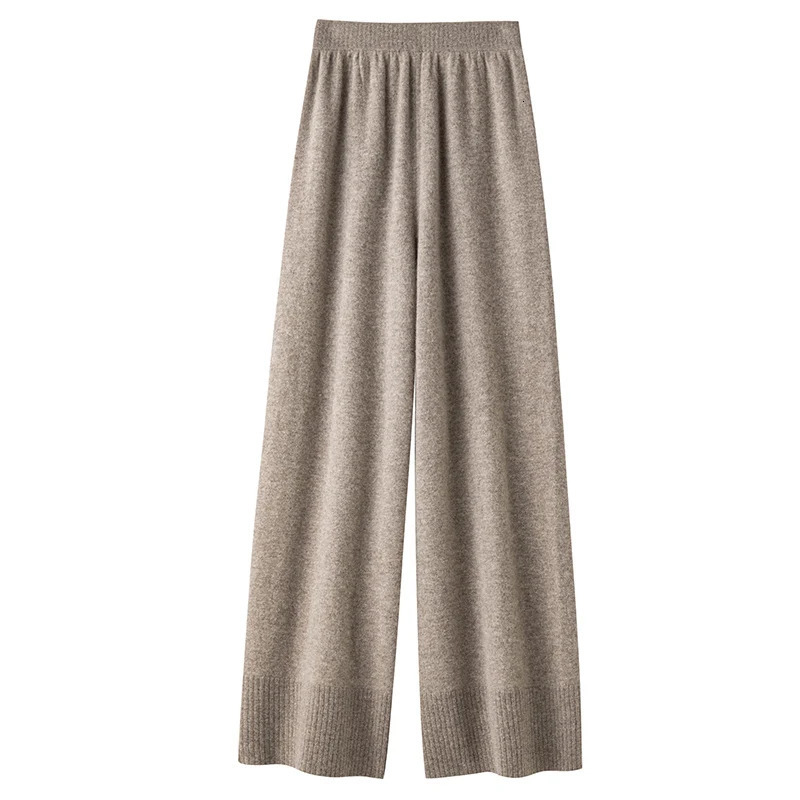Women Wool Pants 100% Australian Wool Knitted Wide Leg Pant Winter Warm Long Trousers Pure Woolen Female Leggings JA01 241024