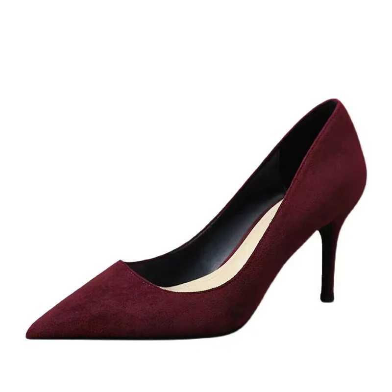 High Quality Sexy Pointed Toe High Heels Womens Shallow Office Pump Shoes Spring Suede Fi Elegant Mujer New Zapatos Stiletto Heels T241024