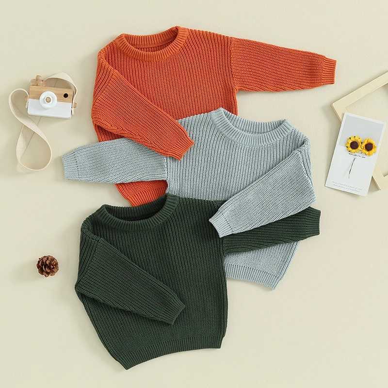 Autumn Baby Girls Boys Sweaters Coat Kids Knitting Pullover Tops Baby Boys Girls Solid Color Basic Cotton Long Sleeve Sweater W241025