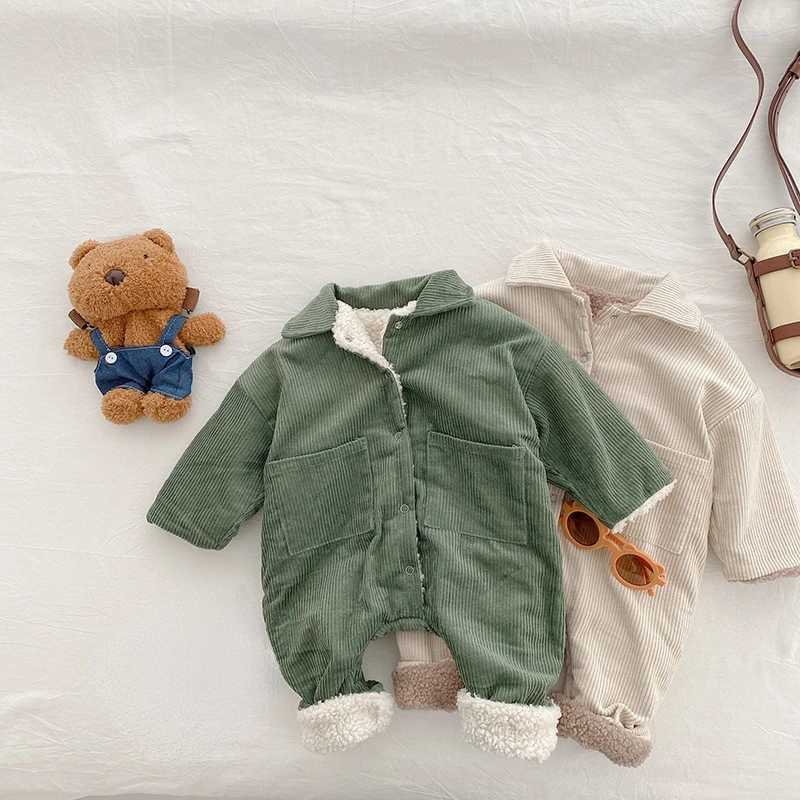 Baby Rompers Corduroy Jumpsuits Fur Lining Girls Clothes Fleece OuterwearXJ241025