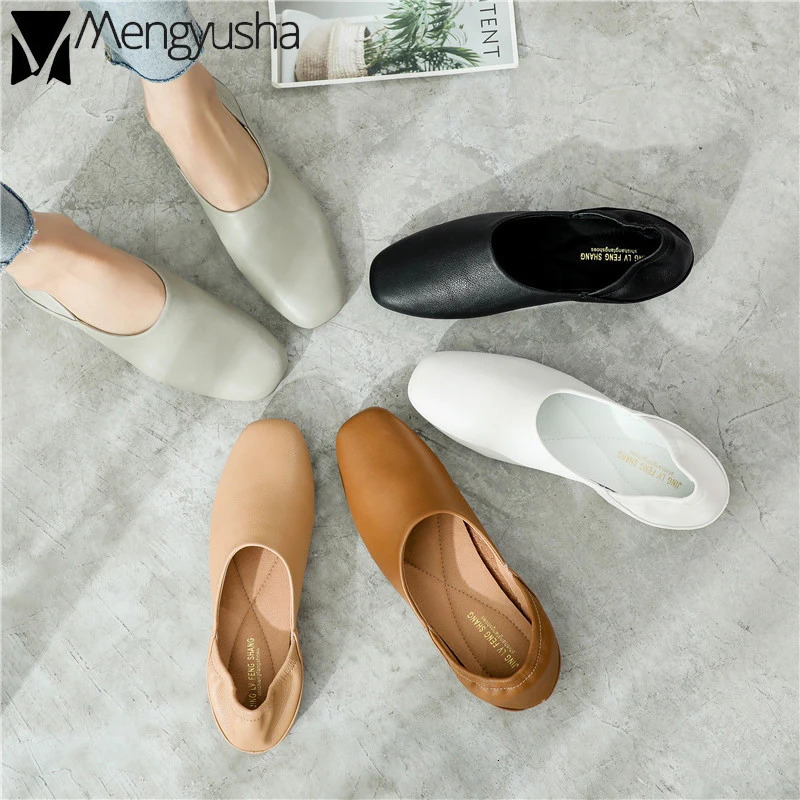 Ladies apartment ballet dancer soft leather moccas ins slip on retro grandma shoes spring summer driving shoes 241024