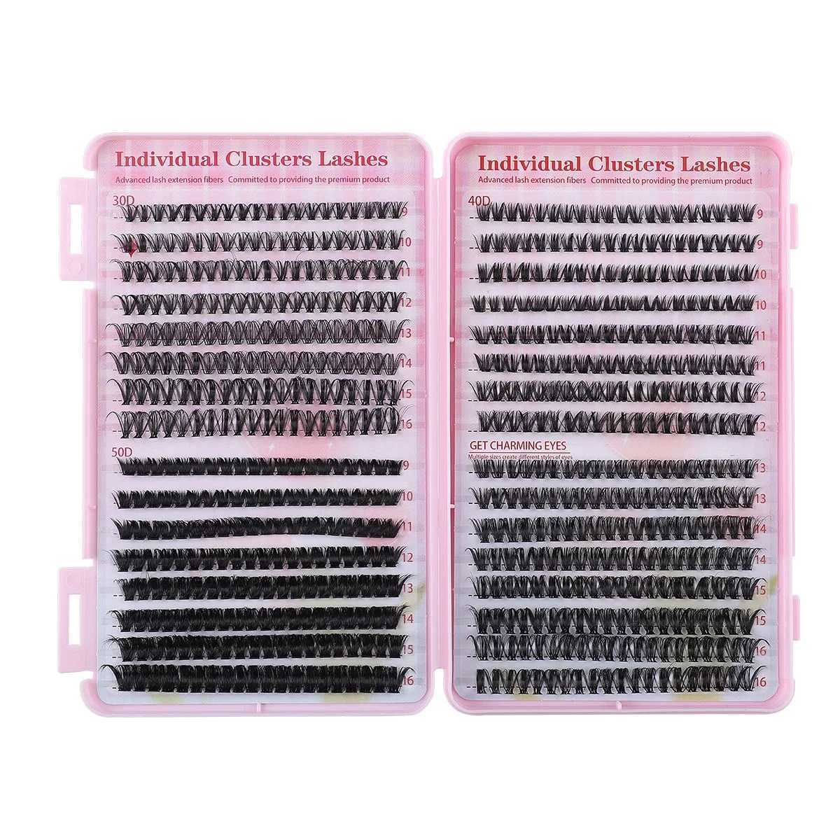 Eyelash extension kit 640 pieces 3D thick fluffy eyelash clusters 30+40+50D 9-16mm eyelash set with adhesive and removable personal eyelashesW241024