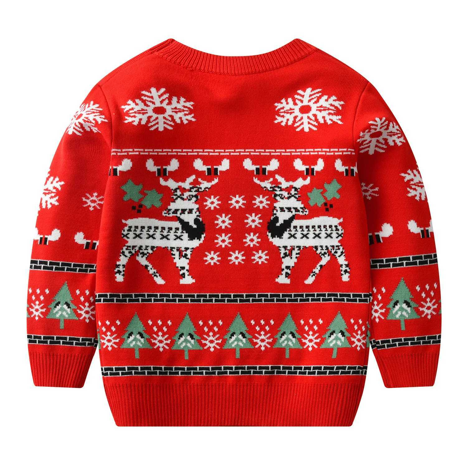 Childrens Christmas sweater girls baby knitting 2024 new autumn/winter boys cartoon elk thread coat 2 3 4 5 6 7 8 years old W241025