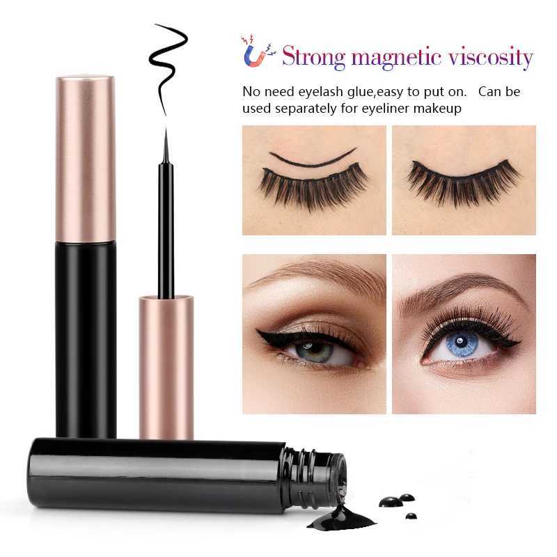 Magnetic eyelash set 1/2/3 pairs of natural long false eyelashes soft mink skin waterproof liquid eyeliner embossing makeup toolW241024
