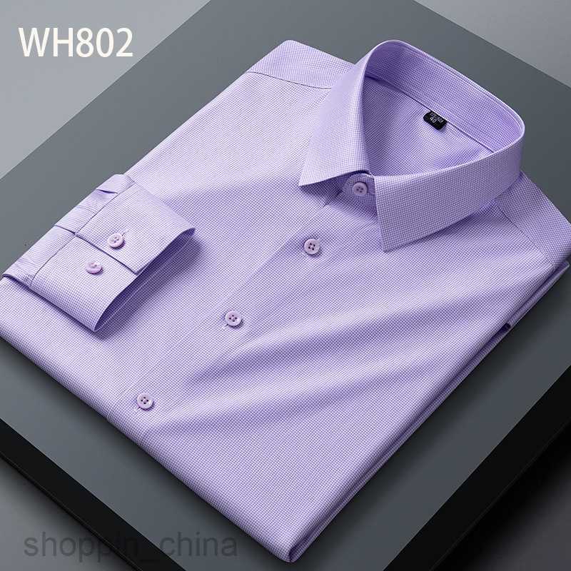 Men's Casual Shirts Bamboo Fiber Micro Elastic Shirt, Anti Wrinkle Long Sleeve Shirt for Middle and No Trace, No Ironing, Casual Men's Shirt