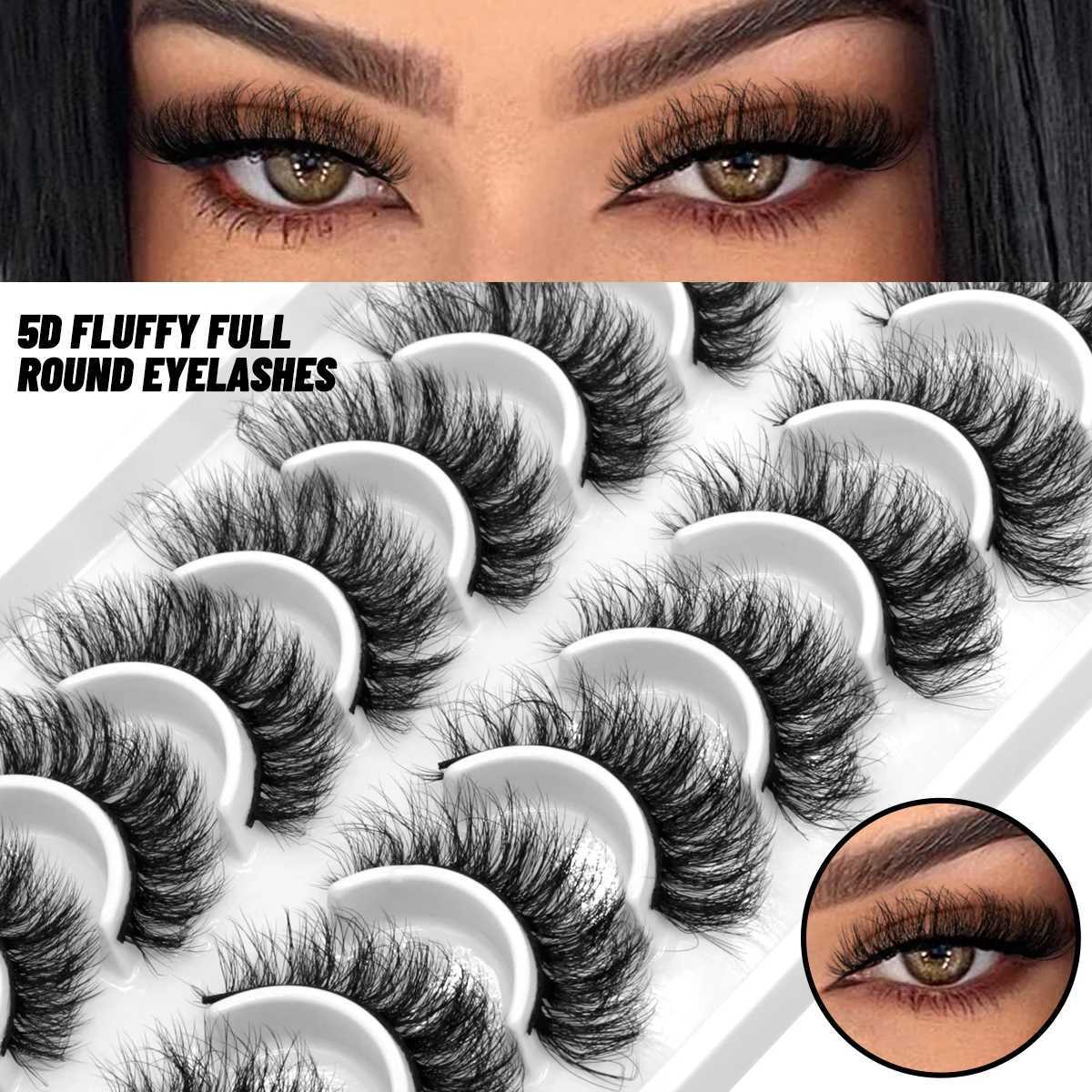 Groinneya 10 pairs of cat eye eyelashes fluffy artificial mink eyelashes 8D Wispy eyelash pack dramatic long thick eyelashes false eyelashesW241024