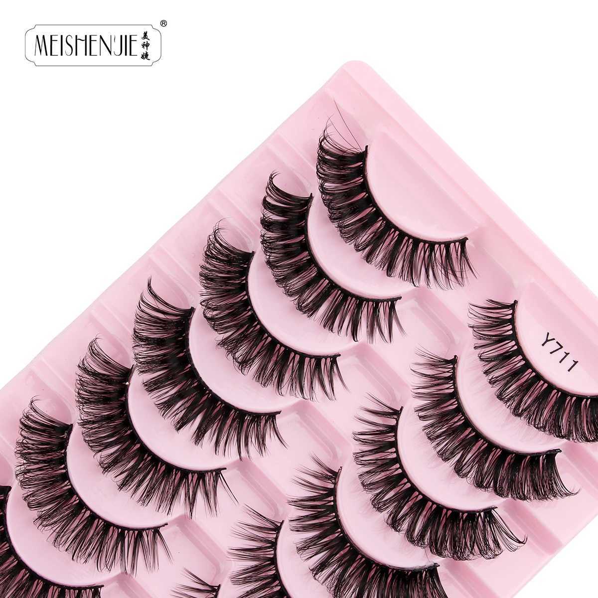 3/10 pairs of soft false eyelashes dramatic thick Russian eyelashes 3D mink eyelashes reusable fluffy Russian striped eyelash makeup toolW241024