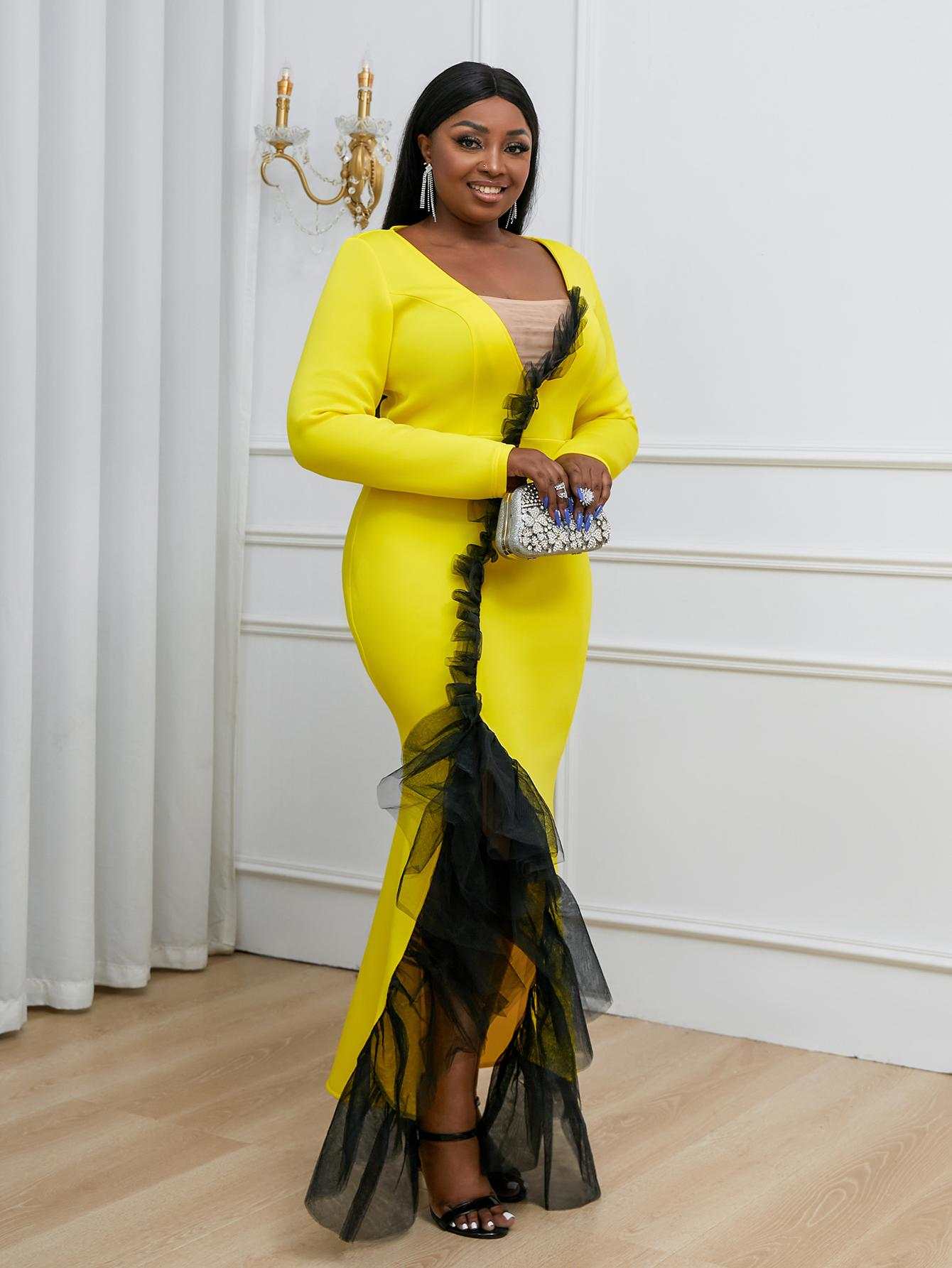 Plus Size Mother of the Bride Suits V Neck Long Sleeve Jacket Ruffles Tulle Women Business Party Dress Simple Formal Work Wear