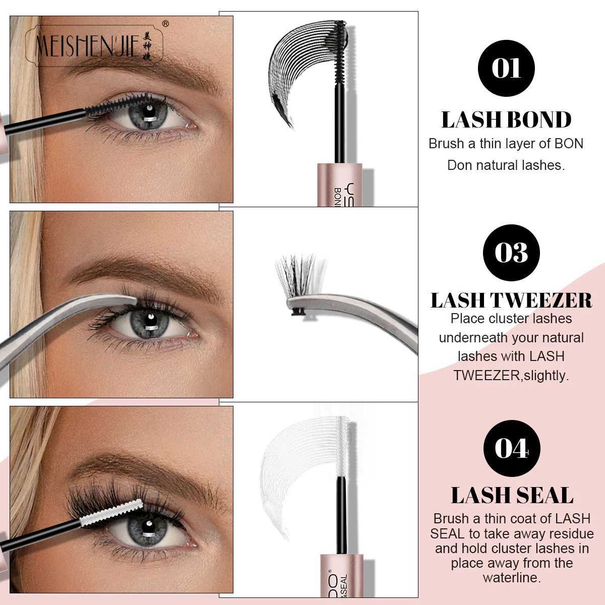 MEISHENJIE DIY Cluster Extended Eyelash Set 120 Individual Eyelash Set Wispy Fluffy False Eyelash with Glue and SqueezeW241024