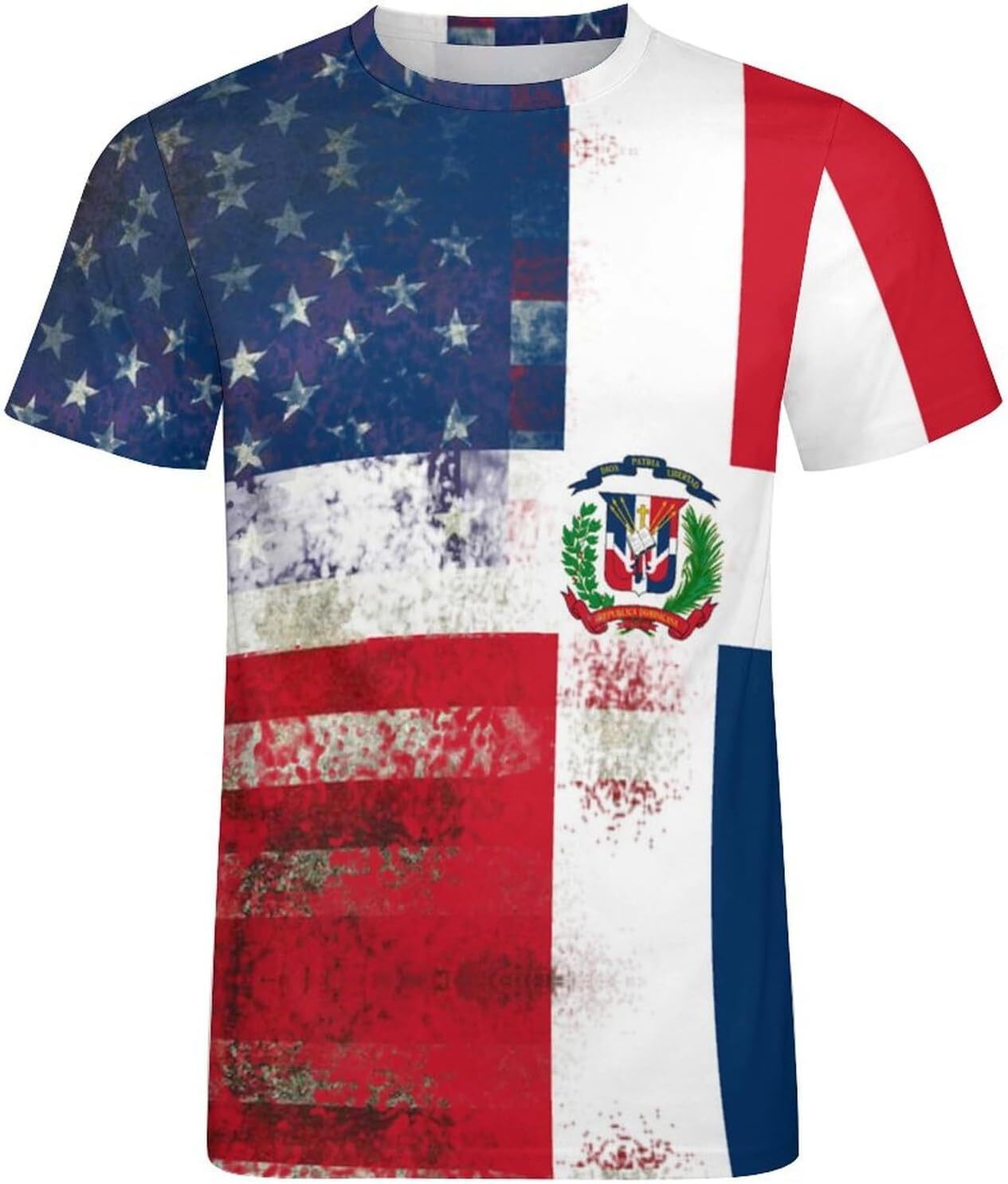 Mens T shirt Retro American Flag of The Dominican Republic Cotton T-Shirt 3D Printed Casual All-in-one fashion Shirt Men's Crew Neck T-Shirt tee 