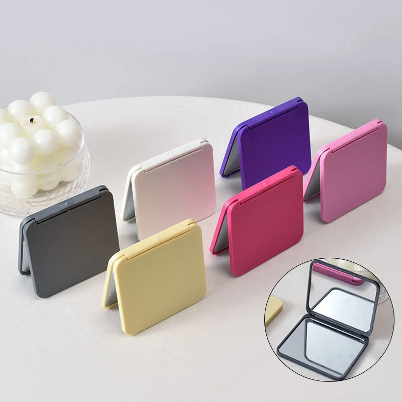 2Face Makeup Mirror Square Portable Cute GirlS Gift Hand Mini Pocket DoubleSided Compact Multiple Colors 241024