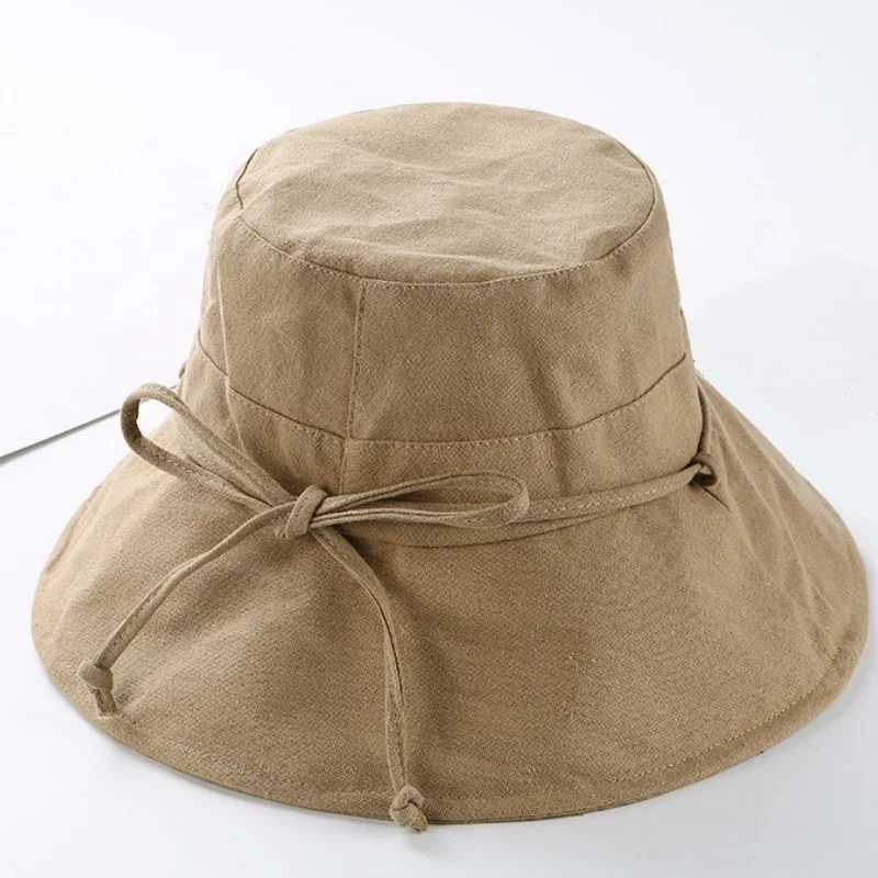 Summer Cotton Black Solid Color Simple Bob Hip Hop Bucket Hat Mens Womens Panama Beach Fishing Casual Sun Cap Fisherman CapsX241025