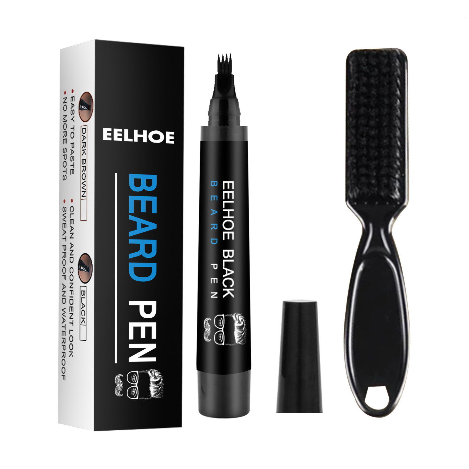 Beard Filling Pen Kit Beard Enhancer Brush Beard Coloring Shaping Tools Waterproof Black Brown Hair Pencil Man Cosmetic 240701