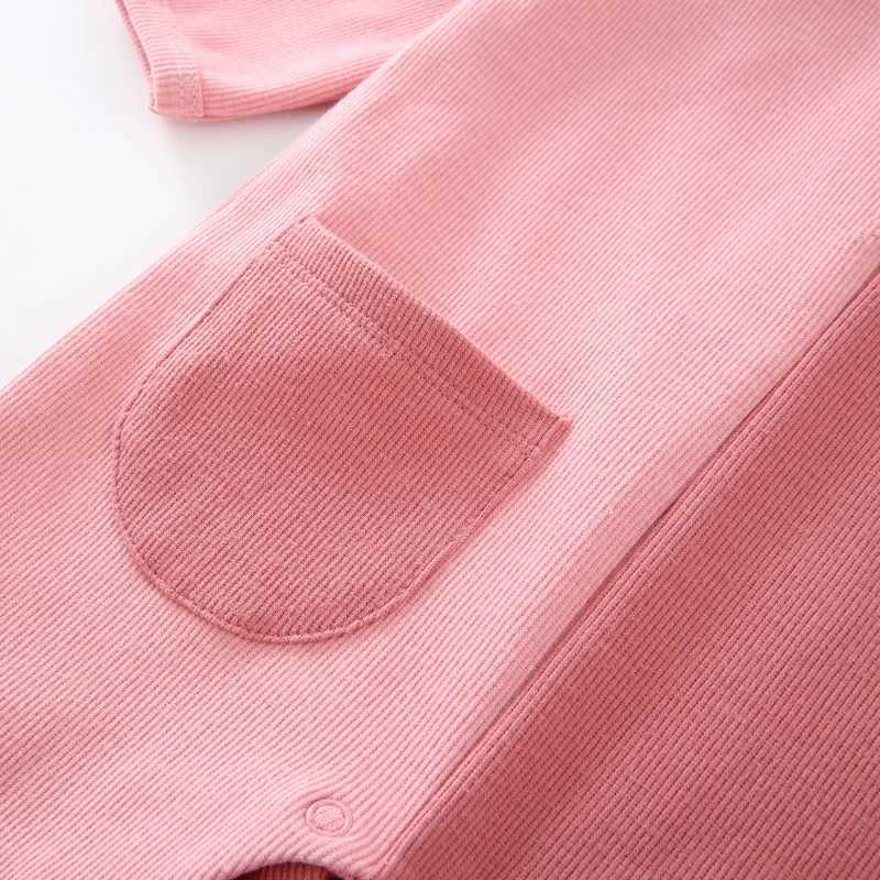 Baby cotton rompers long sleeve girl boy clothes Unisex pocket pyjamas newborn baby footed overalls jumpsuit outfitXJ241025