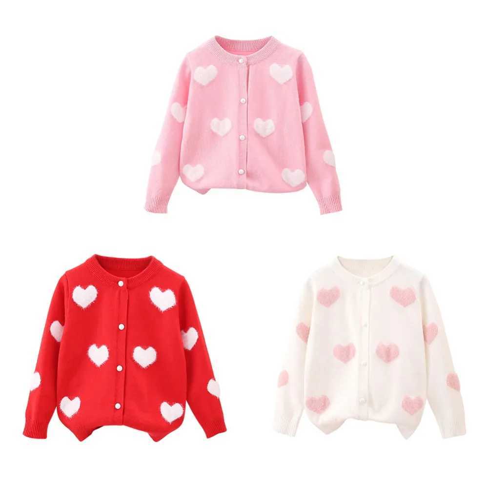 New 2024 Baby Girl Fashion Knitted Open Knitted Woolen Sweater Childrens Autumn Warm Embroidered Button Sweater Coat Cotton T-shirt W241025