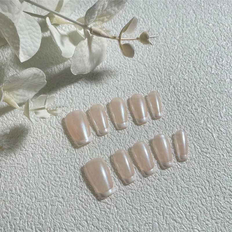 Handmade French Press on Nails Nude Color Designs Fake Nails Full Cover Short False Nails Coffin Manicure Artificial Finger TipsXJ241025