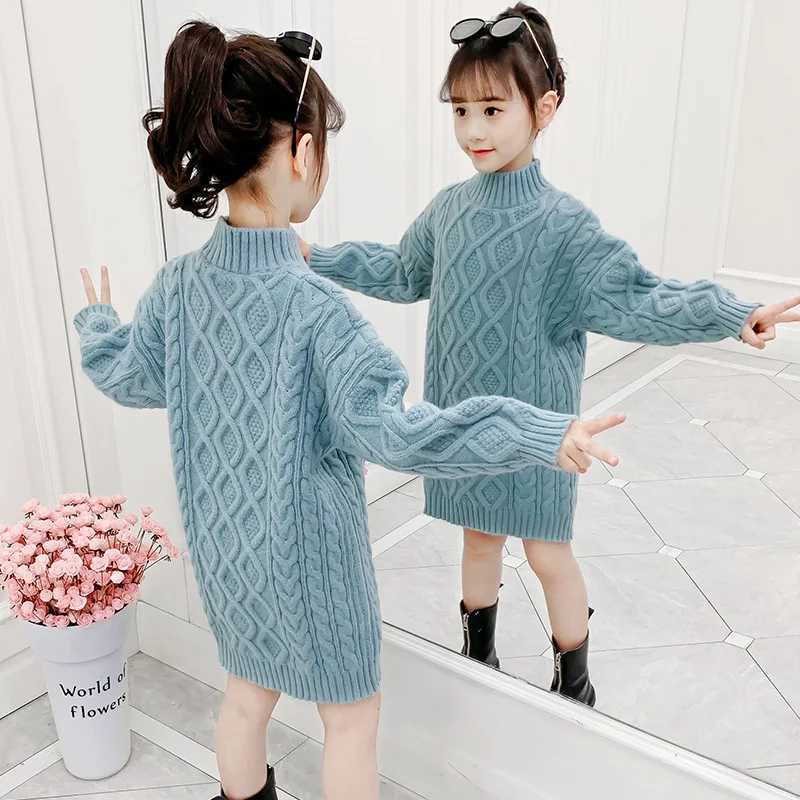 3-13 year old girls knitted sweater 2024 new Korean style girls long hair clothes autumn and winter wool childrens clothing W241025