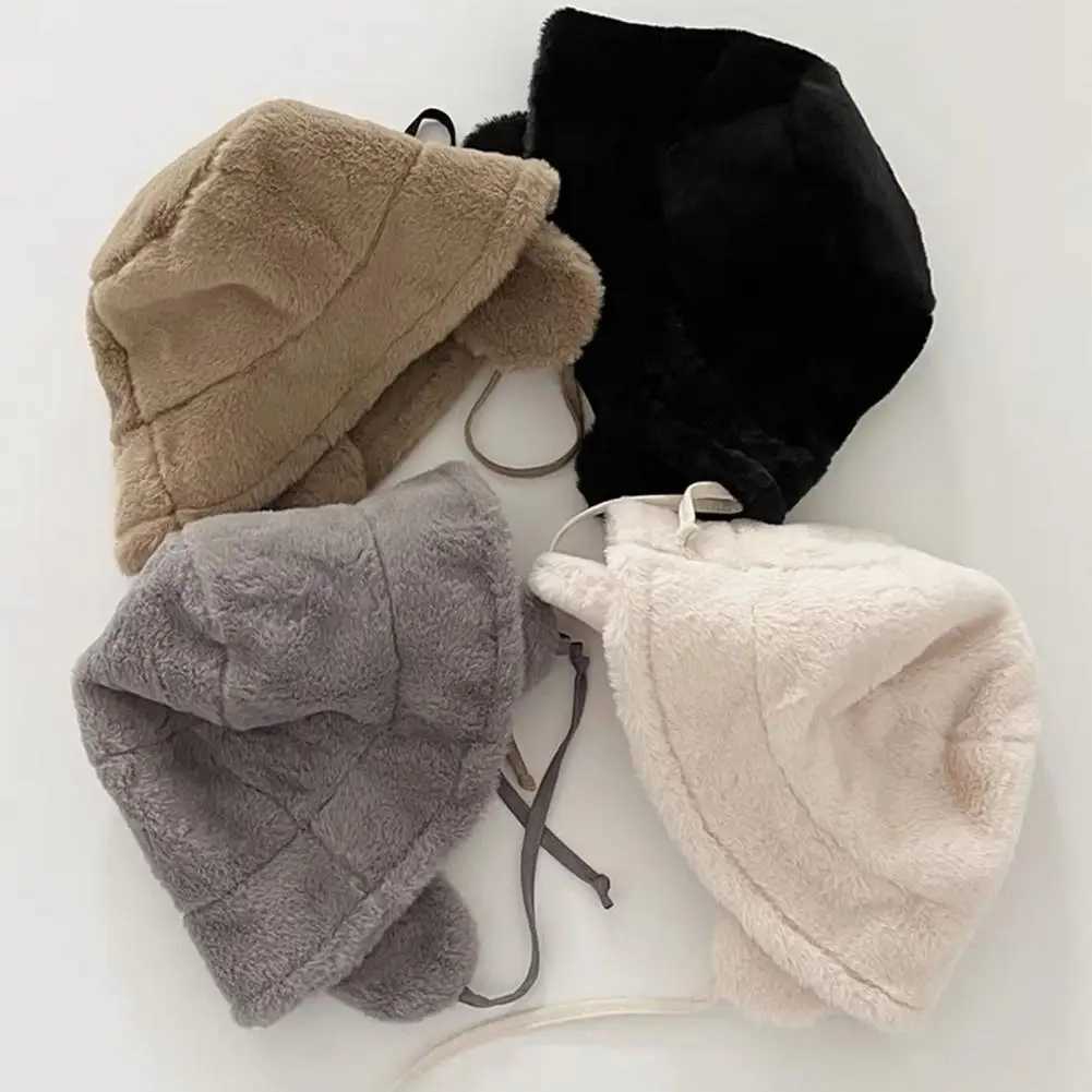 Women Fisherman Hat Plush Windproof Womens Fisherman Hat with Earmuffs for Winter Cycling Skiing Cozy Elastic Basin for WarmthX241025