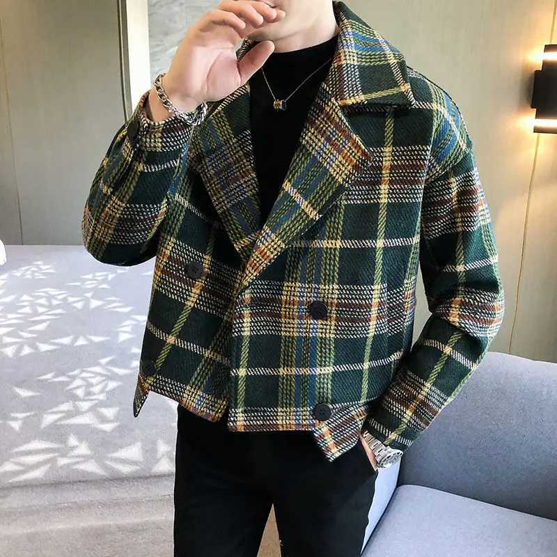 Mens wool and blend jacket roller coaster winter sales mens windproof jacket plain weave retro Harajuku trade high-quality clown Y2k W241024