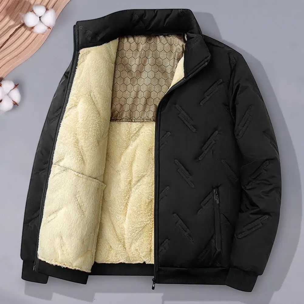2024 autumn winter jacket mens Lambswool warm thick jacket waterproof jogging casual jacket mens fashionable loose solid Parka jacket W241024