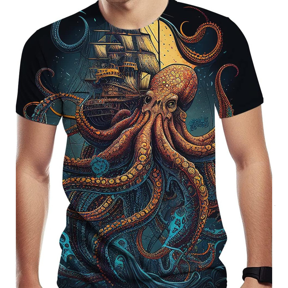 Mens T shirt Men's Octopus Graphic T Shirt 3D Graphic Cool Casual Tee Casual tops summer clothes Hip hop trend